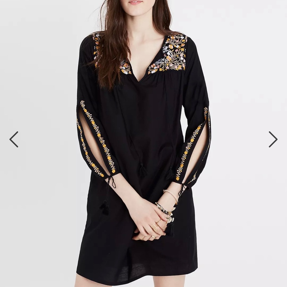 Madewell embroidered slit sleeve dress